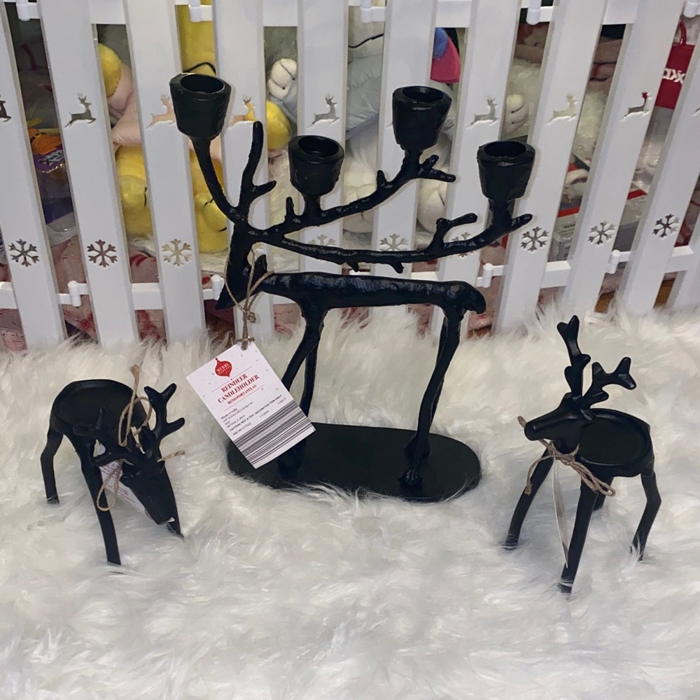 Black Reindeer Candle Holders Set by Aldi